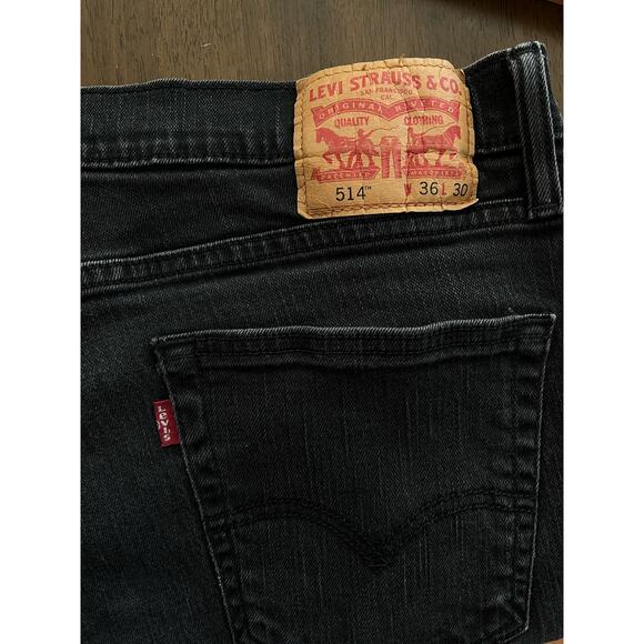 Levis 514 Black Jeans Frayed Hem 36x30 Stretch $70 - Picture 6 of 6